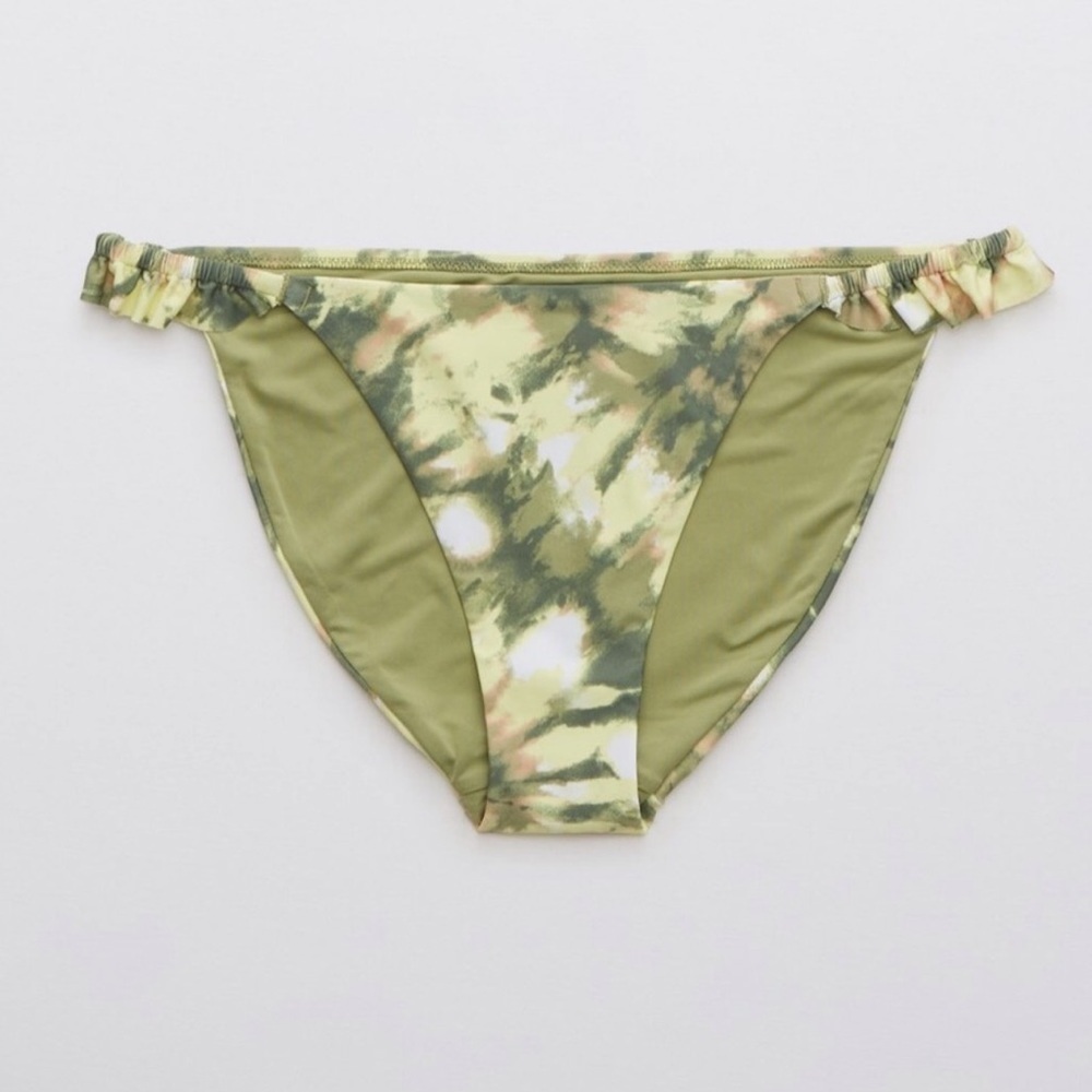 NEW Aerie Ruffle Tie Dye Bikini Bottom Green Yellow Size Large